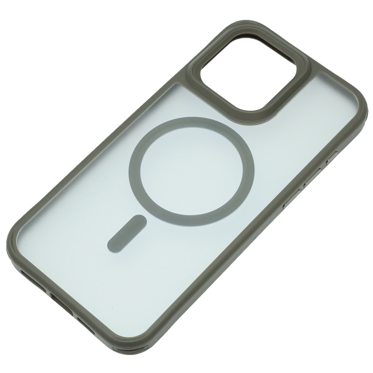 Чехол накладка Sky Armor с поддержкой MagSafe для APPLE iPhone 15 Pro Max, сменные уголки для шнурка, прозрачный, цвет окантовки серый