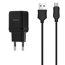 HOCO C22A little superior СЗУ (Сетевое зарядное устройство) 1xUSB 2.4A с кабелем X6 Micro USB длиной 1 метр, цвет черный.