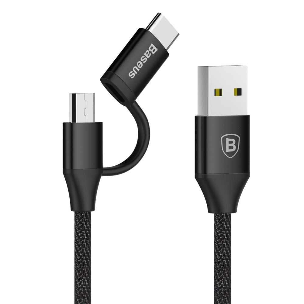 USB Дата-кабель"Baseus" Yiven 2 в 1 кабель (Micro/Type-C) 1M цвет чёрный.