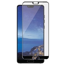 Защитное стекло "6D" GLASS FULL GLUE для HUAWEI P20 PRO, цвет канта черный.