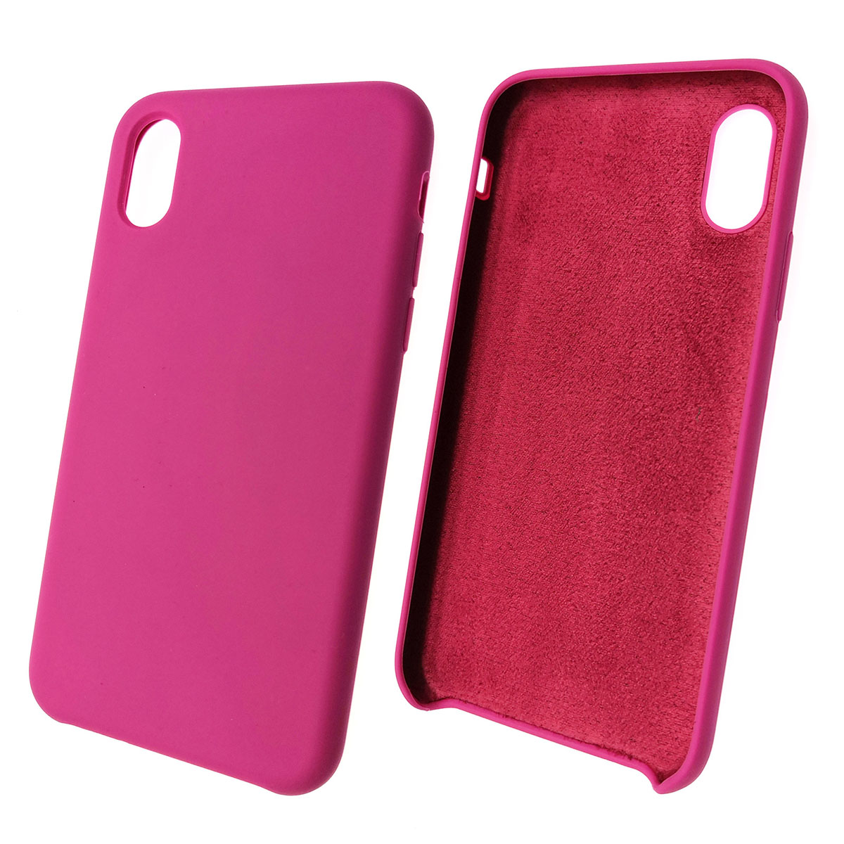 Чехол накладка Silicon Case для APPLE iPhone X, iPhone XS, силикон, бархат, цвет красно фиолетовый