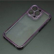 Чехол накладка для APPLE iPhone 14 Pro, силикон, защита камеры, цвет окантовки фиолетовый Чехол накладка для APPLE iPhone 14 Pro, силикон, защита камеры, цвет окантовки фиолетовый