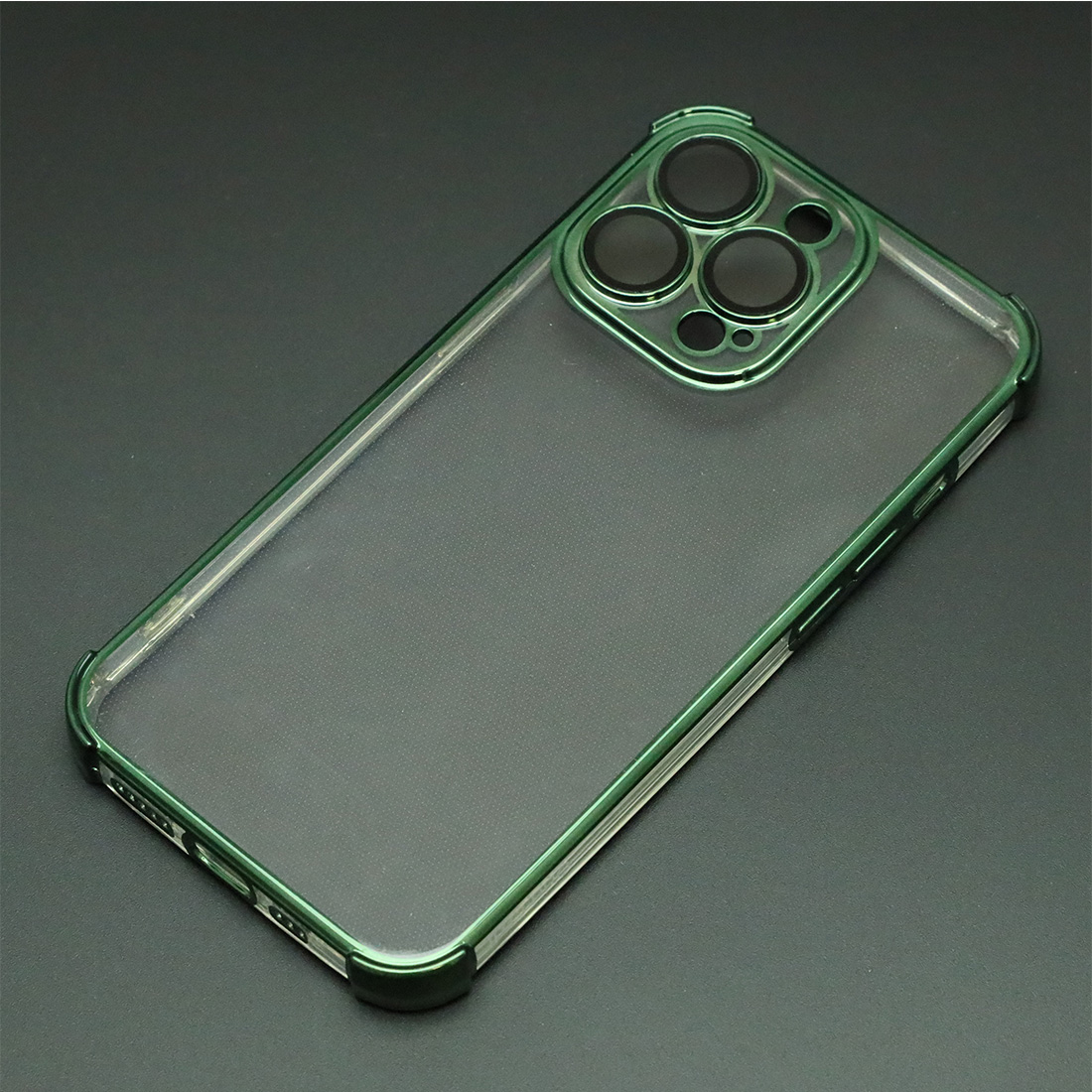 Чехол накладка для APPLE iPhone 13 Pro, силикон, защита камеры, цвет окантовки темно зеленый
