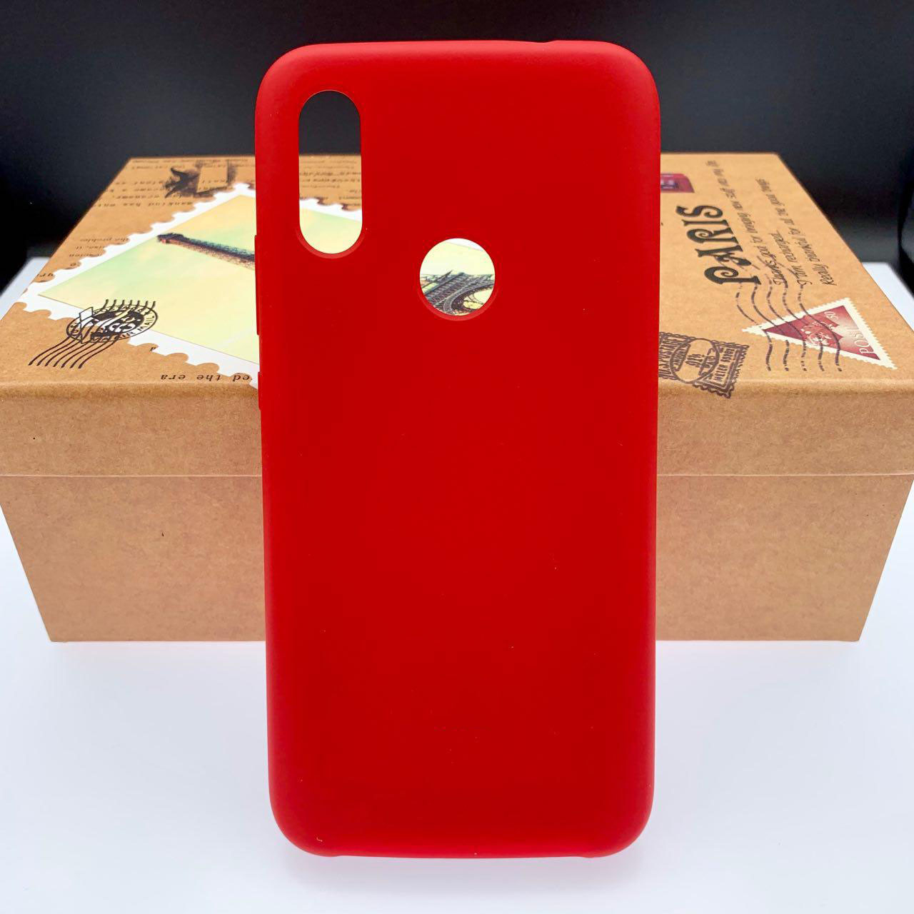 Чехол накладка для XIAOMI REDMI 7, силикон, бархат, цвет красный.
