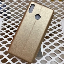 Чехол книжка для HUAWEI Honor Y9 2019, экокожа, визитница, цвет золотистый.