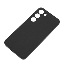 Чехол накладка Silicon Cover для SAMSUNG Galaxy S23, защита камеры, силикон, бархат, цвет черный