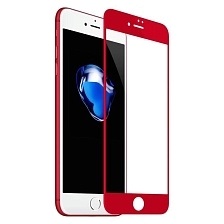 Защитное стекло "SC" 3D для APPLE iPhone 7/8 (4.7") с силиконовым кантом, цвет красный.