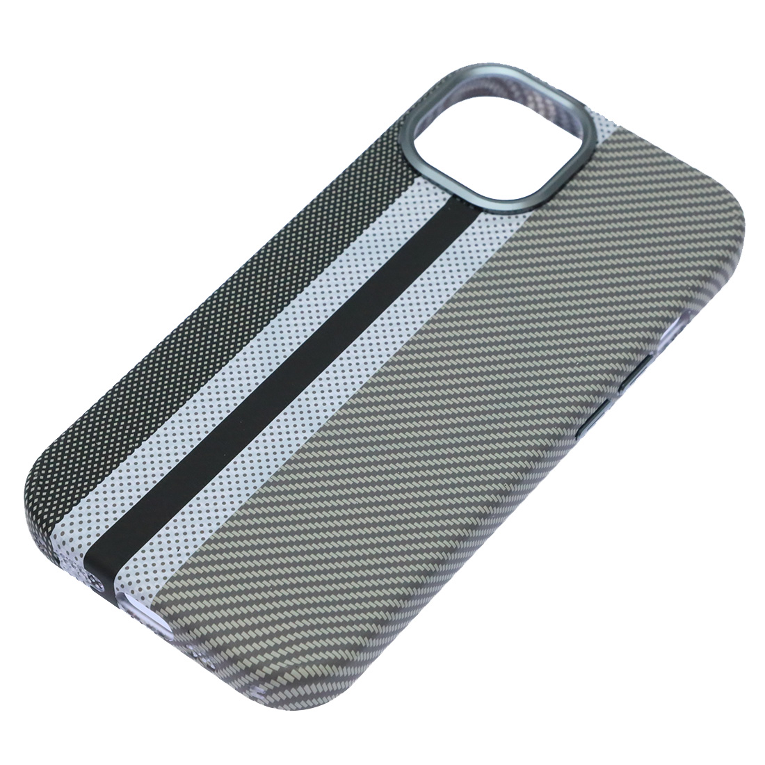 Чехол накладка KWI-NI с поддержкой MagSafe для APPLE iPhone 15, рисунок, карбон, цвет серый