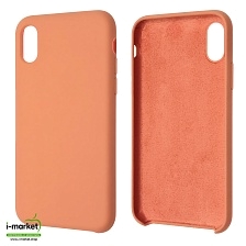 Чехол накладка Silicon Case для APPLE iPhone X, iPhone XS, силикон, бархат, цвет персиковый