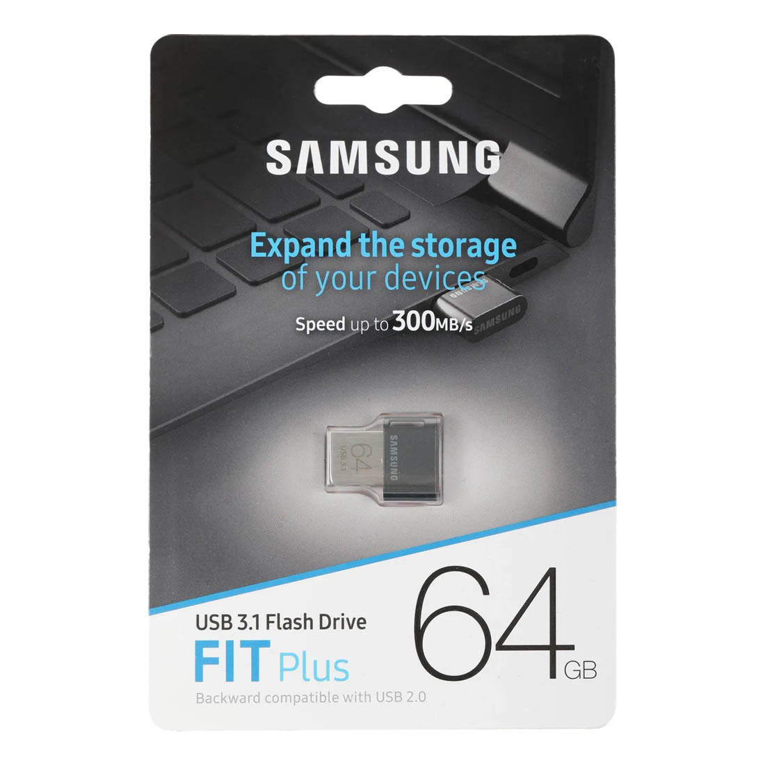 Флешка USB 3.1 64GB SAMSUNG FIT Plus MUF-64AB/APC, 300 MB/s, цвет черный