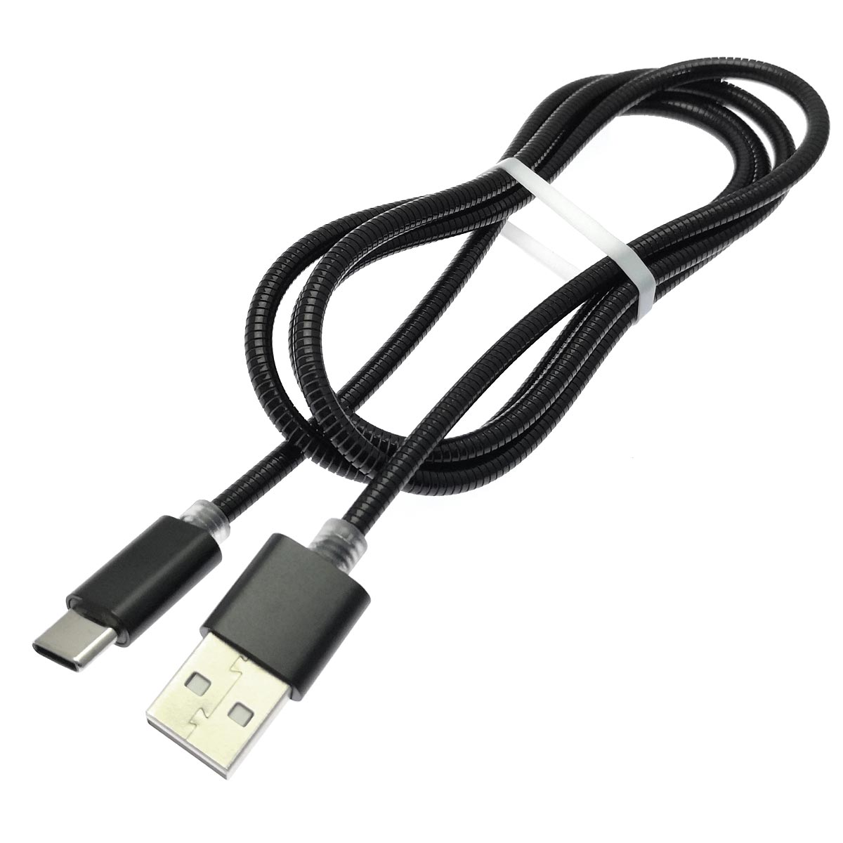 Кабель Type-C aka USB-C M2, металлический, длина 1 метр, цвет черный