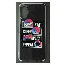 Чехол накладка для TECNO Spark 9 Pro, силикон, глянцевый, рисунок EAT SLEEP PLAY REPEAT