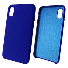 Чехол накладка Silicon Case для APPLE iPhone X, XS, силикон, бархат, цвет синее море.