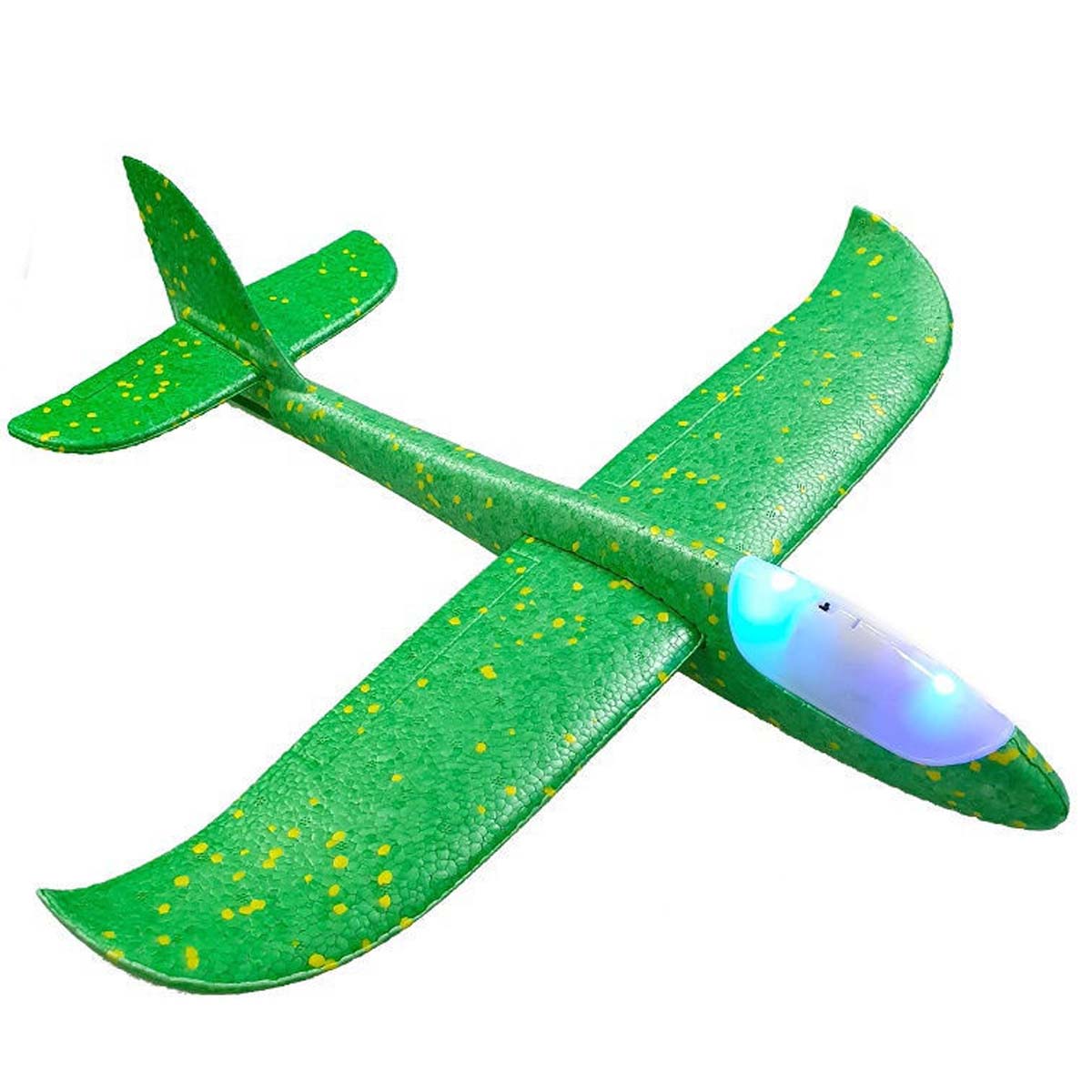 Метательный самолет из пенопласта, 45 см, LED подсветка кабины, цвет зеленый