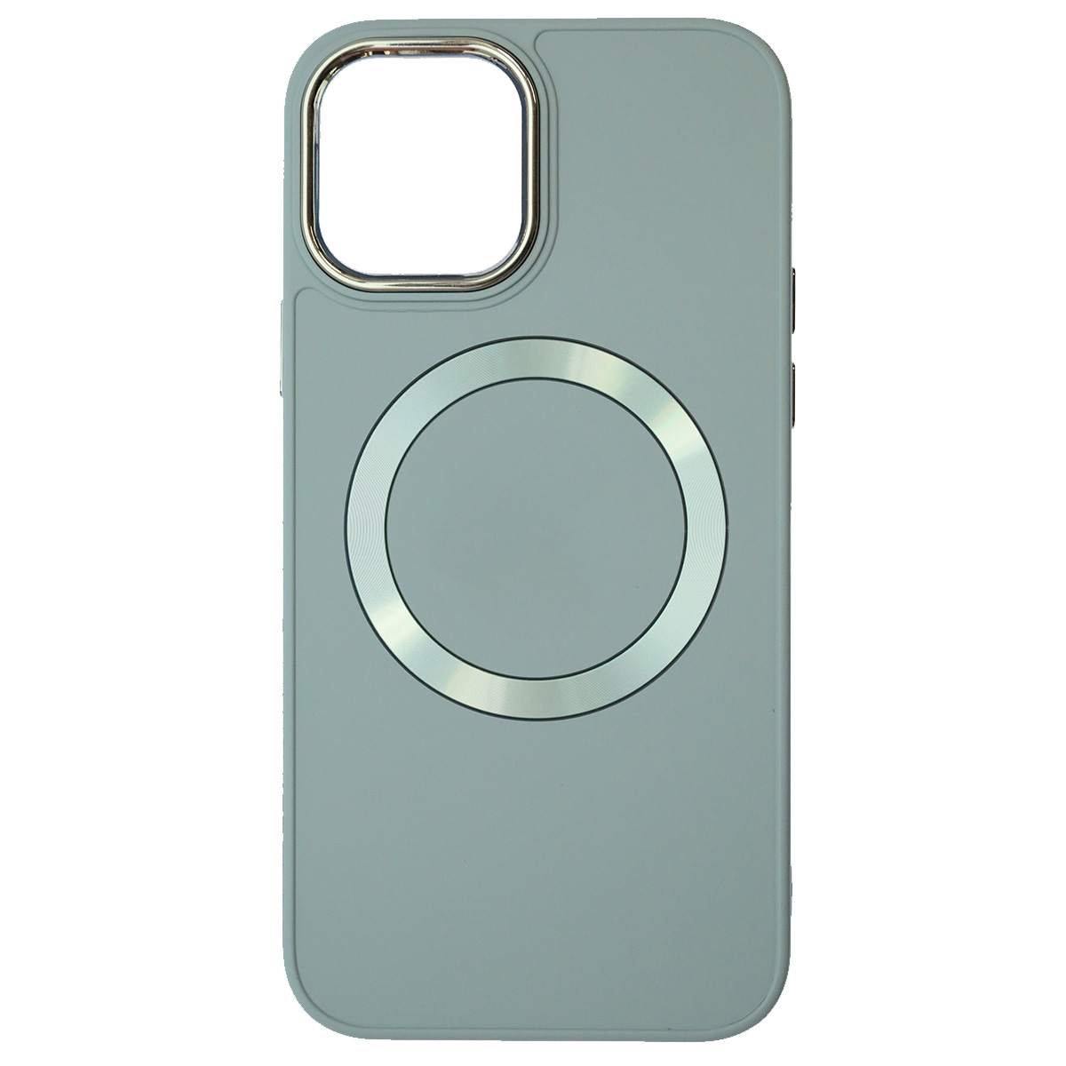 Чехол накладка с поддержкой MagSafe для APPLE iPhone 12, iPhone 12 Pro, силикон, пластик, цвет серо голубой