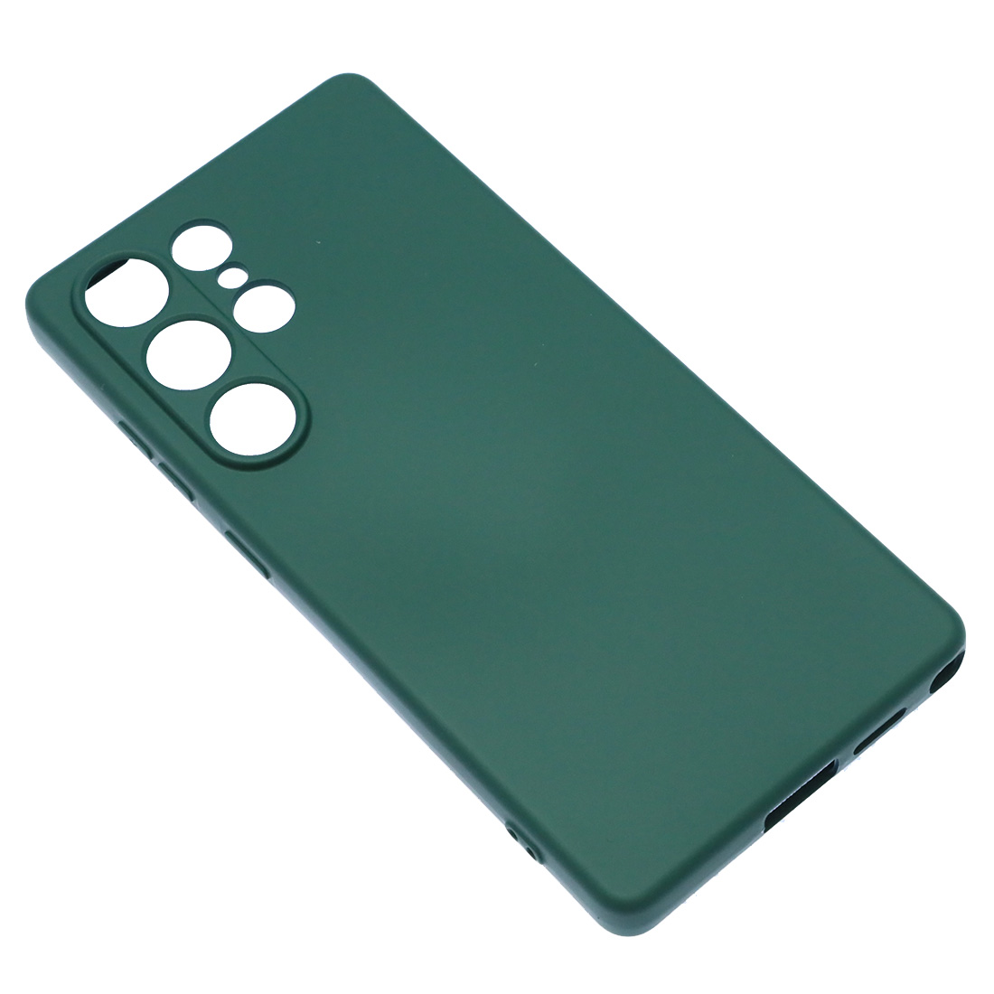Чехол накладка NANO для SAMSUNG Galaxy S25 Ultra, защита камеры, силикон, бархат, цвет темно зеленый