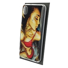 Чехол накладка для XIAOMI Redmi 7A, силикон, глянцевый, рисунок Девушка в красном
