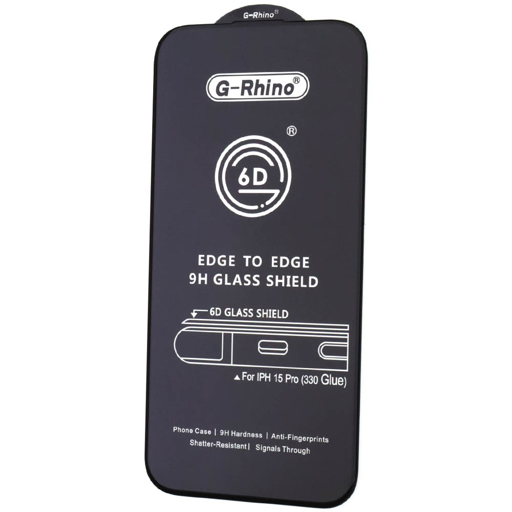 Защитное стекло 6D G-Rhino для APPLE iPhone 15 Pro (6.1"), цвет окантовки черный