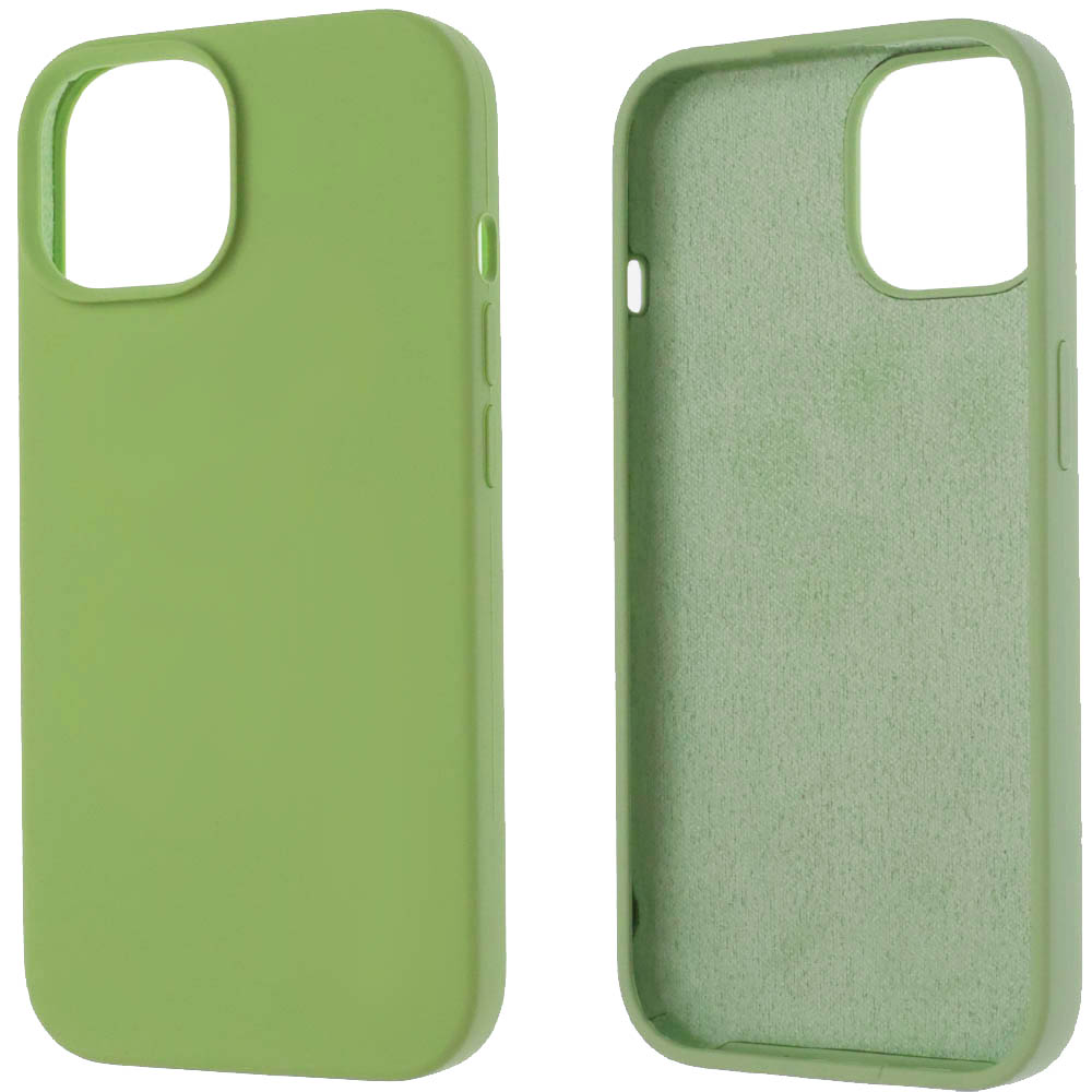 Чехол накладка Silicon Case для APPLE iPhone 15 (6.1"), силикон, бархат, цвет фисташковый