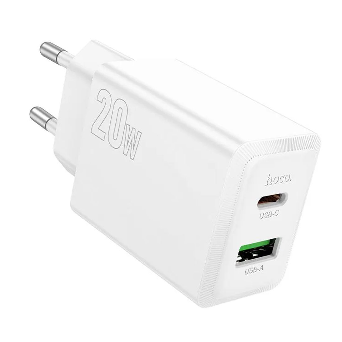 СЗУ (Сетевое зарядное устройство) HOCO N69 Nuevo, 1 USB Type C, 1 USB A, PD20W, QC3.0, цвет белый