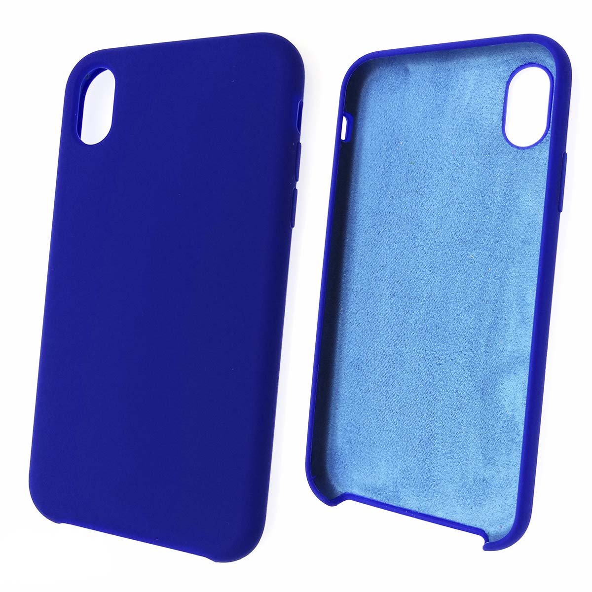 Чехол накладка Silicon Case для APPLE iPhone XR, силикон, бархат, цвет  синее море.