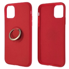 Чехол накладка RING для SAMSUNG Galaxy A51 (SM-A515), силикон, бархат, кольцо держатель, цвет красный
