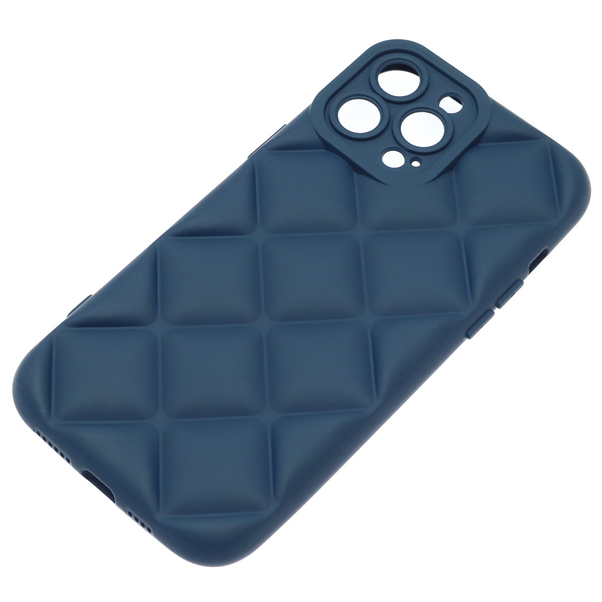 Чехол накладка для APPLE iPhone 13 Pro Max (6.7"), силикон, 3D ромб, цвет темно синий