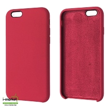 Чехол накладка Silicon Case для APPLE iPhone 6, 6G, 6S, силикон, бархат, цвет красная малина.