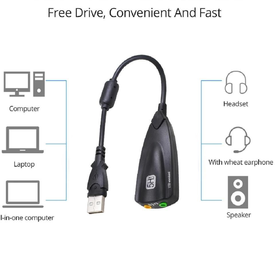 Внешняя USB звуковая карта, адаптер TISHRIC 5HV2, звук 7.1 канальный, 3.5 мм разъём,выход для микрофона и наушников, цвет черный