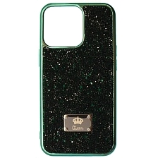 Чехол накладка Queen для APPLE iPhone 13 Pro (6.1"), силикон, стразы, цвет зеленый
