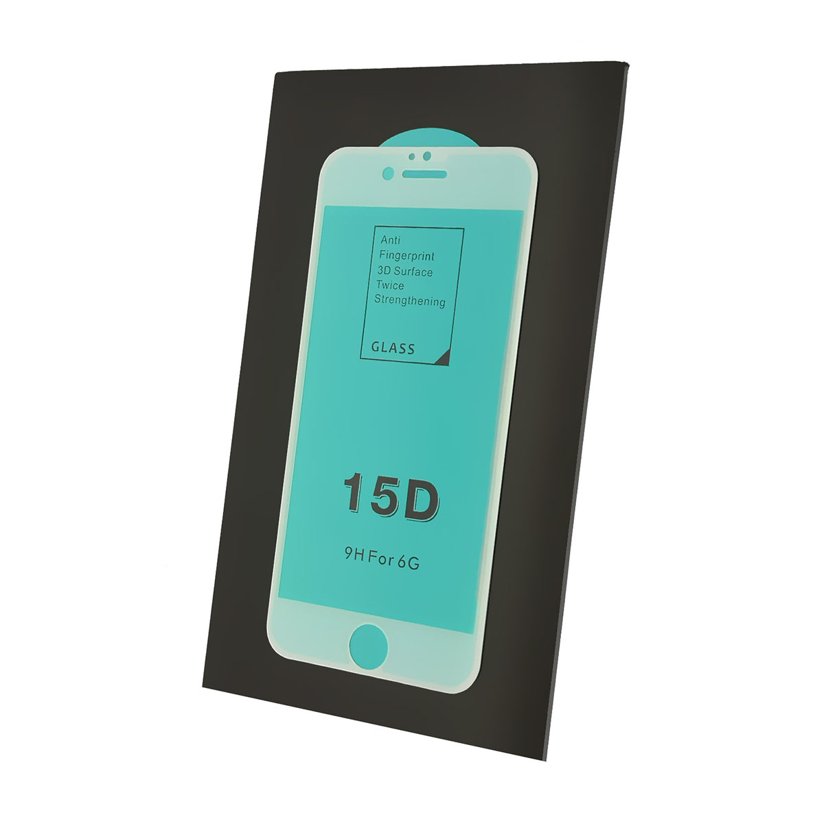 Защитное стекло 15D для APPLE iPhone 6, 6G, 6S, цвет окантовки белый.