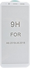 Защитное стекло "5D" GLASS FULL GLUE для SAMSUNG Galaxy J6 2018 (SM-J600), цвет канта белый.