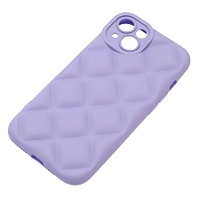 Чехол накладка для APPLE iPhone 14 (6.1"), силикон, 3D ромб, цвет сиреневый Чехол накладка для APPLE iPhone 14 (6.1"), силикон, 3D ромб, цвет сиреневый