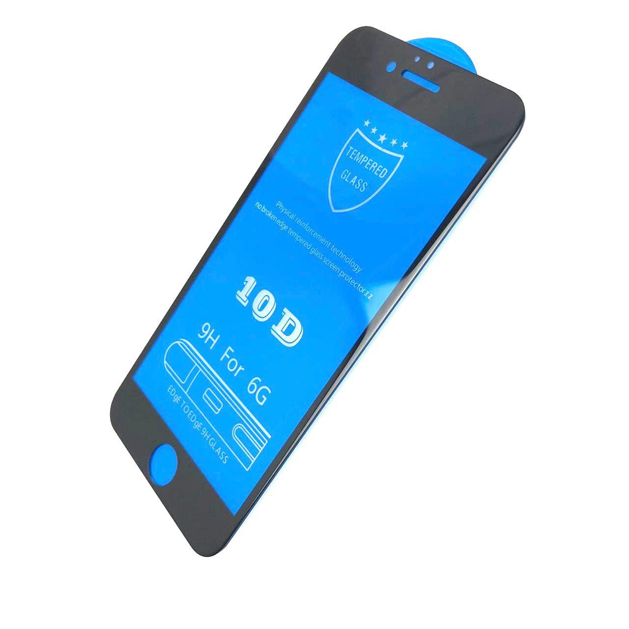 Защитное стекло 10D для APPLE iPhone 6/6S (4.7") чёрный кант A10