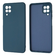 Чехол накладка для SAMSUNG Galaxy A12 4G (SM-A125), M12 (SM-A125F), силикон, бархат, цвет темно синий