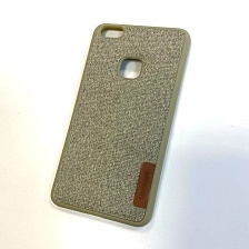 Чехол накладка для HUAWEI P10 lite, силикон, ткань, цвет золотистый