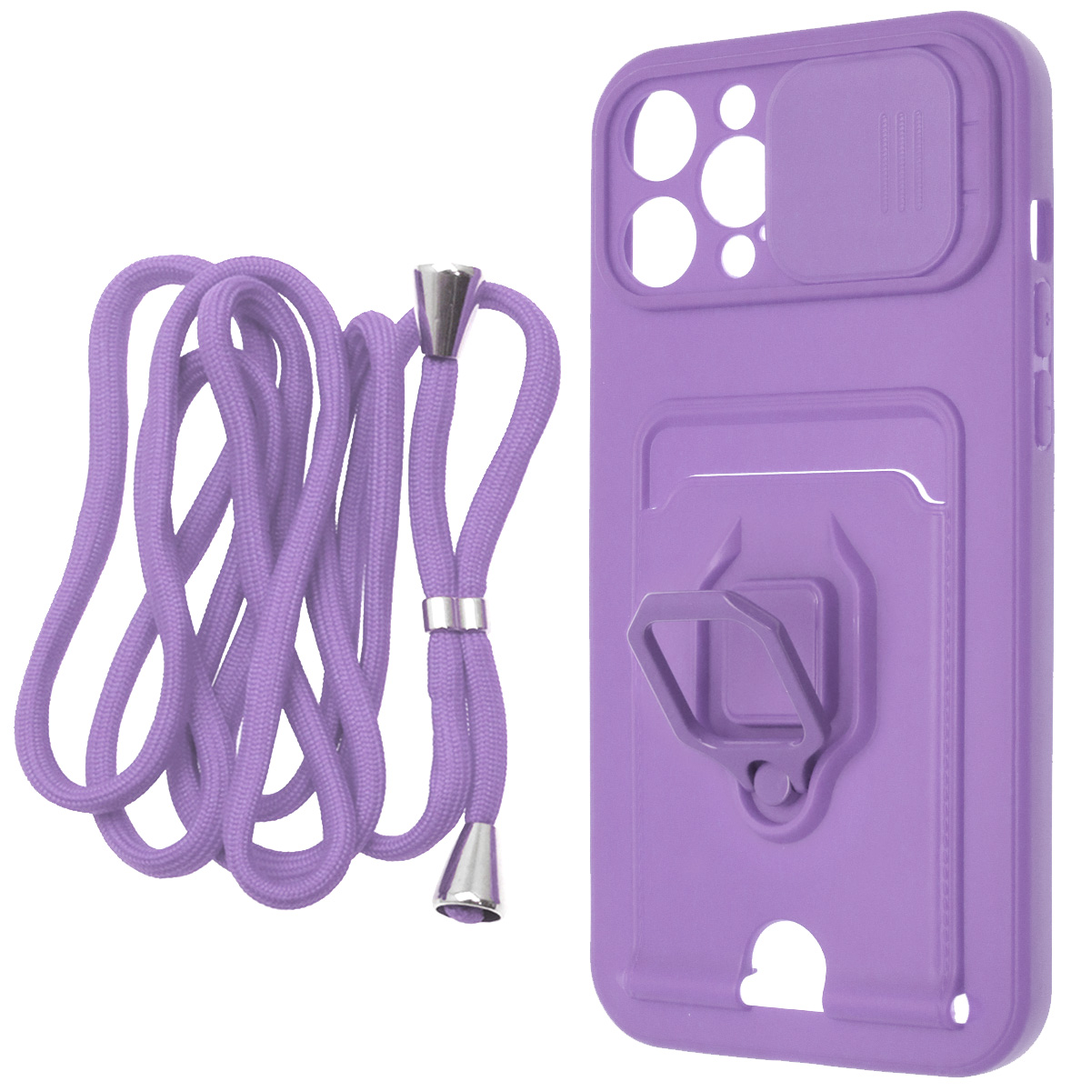Чехол накладка MULTI FUNCTION 4 в 1 для APPLE iPhone 12 Pro MAX (6.7), цвет сиреневый