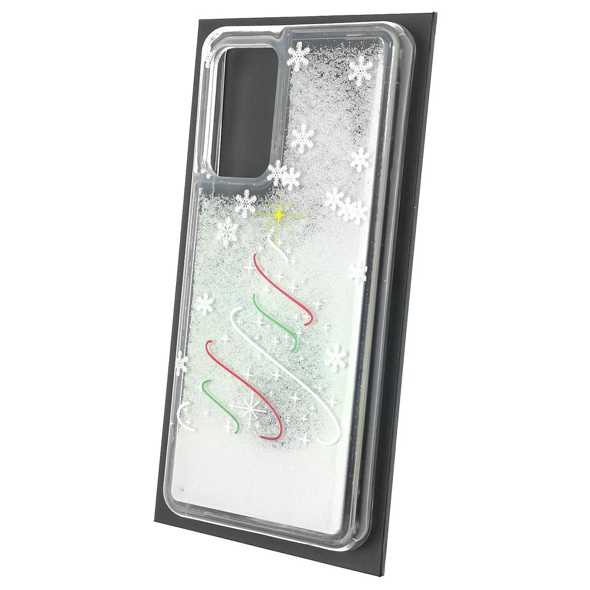 Чехол накладка для SAMSUNG Galaxy A52 (SM-A525F), силикон, переливашка, рисунок елочка со снежинками