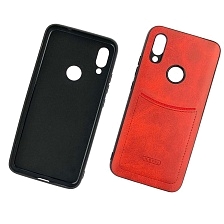 Чехол накладка для XIAOMI REDMI 7, силикон, визитница, экокожа, цвет красный. Чехол накладка для XIAOMI REDMI 7, силикон, визитница, экокожа, цвет красный.