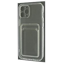 Чехол накладка CARD CASE для APPLE iPhone 12 Pro MAX (6.7"), силикон, отдел для карт, цвет прозрачный Чехол накладка CARD CASE для APPLE iPhone 12 Pro MAX (6.7"), силикон, отдел для карт, цвет прозрачный