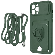 Чехол накладка MULTI FUNCTION 4 в 1 для APPLE iPhone 12 Pro MAX (6.7), цвет темно зеленый