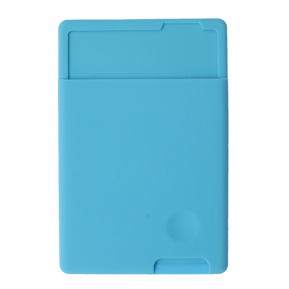 Чехол картхолдер с клеящейся оборотной стороной на смартфон для банковских карт, силикон, цвет голубой