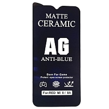 Защитное стекло Ceramic, ANTI-BLUE для XIAOMI Redmi 8, Redmi 8A, матовое, цвет окантовки черный
