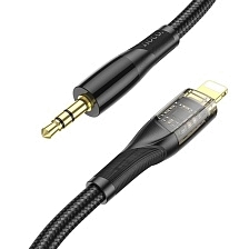 Аудио кабель, переходник HOCO UPA25 Lightning 8-pin на AUX Jack 3.5 mm, длина 1 метр, цвет черный