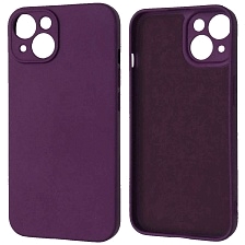Чехол накладка NANO для APPLE iPhone 14, защита камеры, силикон, бархат, цвет фиолетовый