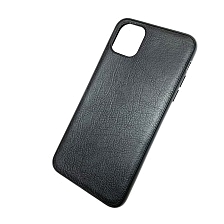 Чехол накладка для APPLE iPhone 11 Pro MAX 2019, силикон, под кожу с лого, цвет черный.