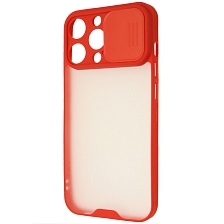 Чехол накладка LIFE TIME для APPLE iPhone 13 Pro (6.1), силикон, пластик, матовый, со шторкой для защиты задней камеры, цвет окантовки красный