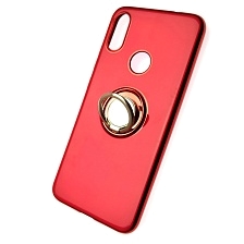 Чехол накладка для XIAOMI Redmi Note 7, Note 7 Pro, силикон, кольцо держатель, цвет красный.