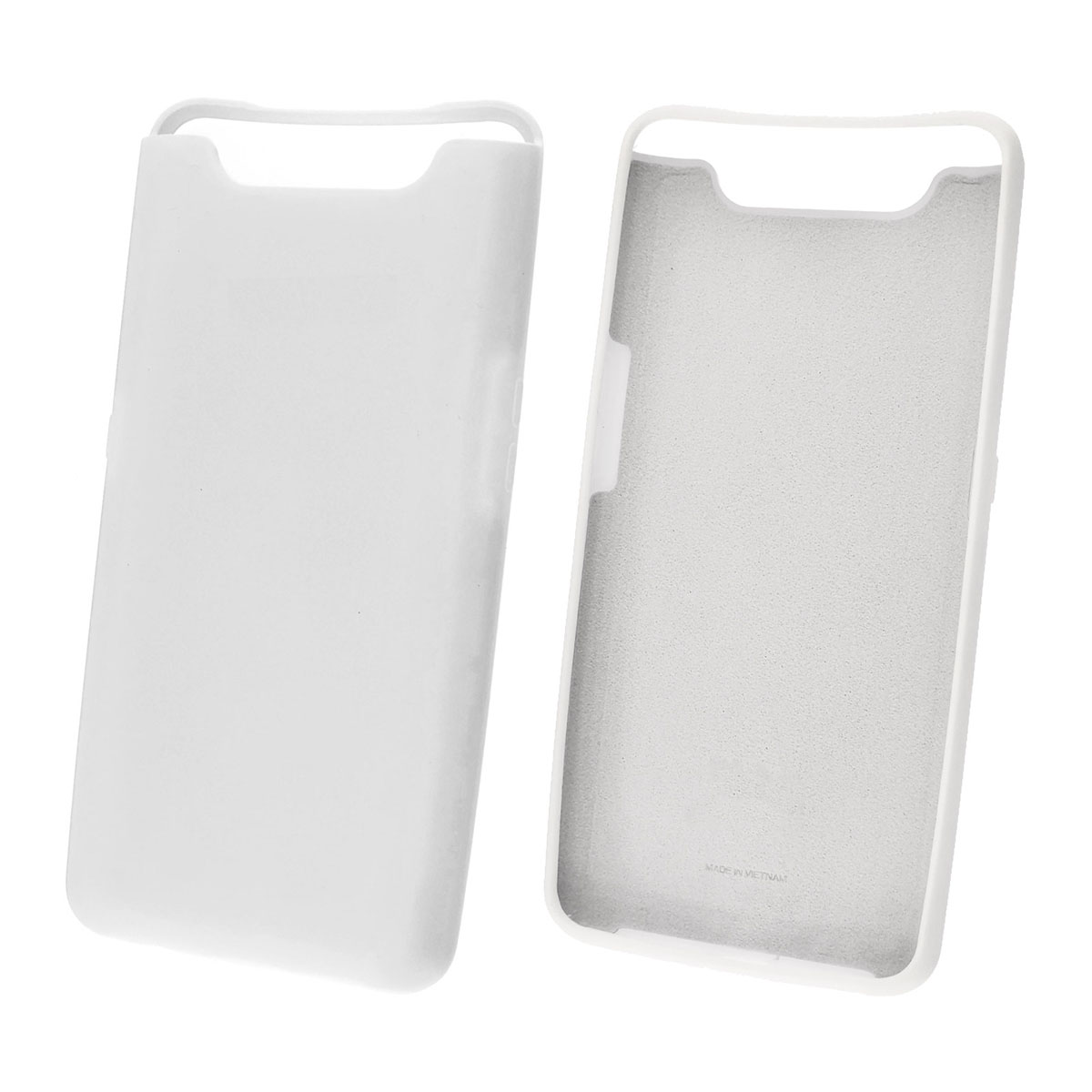 Чехол накладка Silicon Cover для Samsung A80 2019 (SM-A805), силикон, бархат, цвет белый.