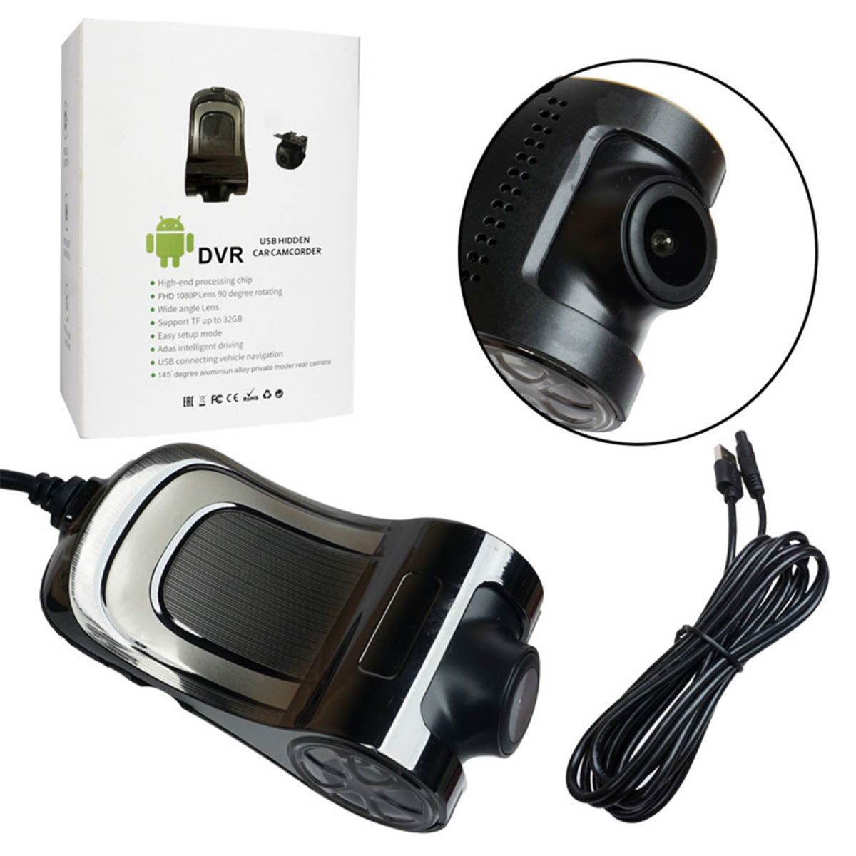 Автомобильный видеорегистратор E3 HD-DVR, USB, ADAS, цвет золотисто серый (-30%)
